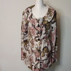 Anthropologie Guinevere Kirklees Floral Merino Wool Jacket Size XL
